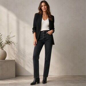 Elizabeth & James The Vintage Straight Jeans 31 29x25.5 Black High Rise Cotton